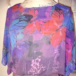Sheer Floral Butterfly Top